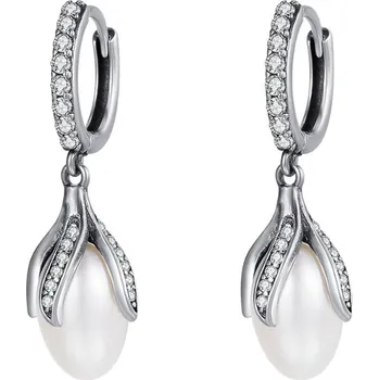 Náušnice Olivie Stříbrné náušnice s oválnou PERLOU 2902 Ag 925; ≤3,4 g.