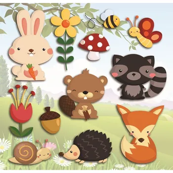 Samolepící dekorace Crearreda 3D samolepka na stěnu dětská 14505, zvířátka, 12 ks, vícebarevná 14505