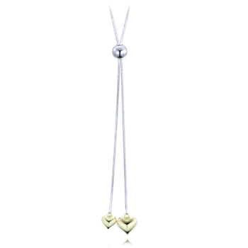 Náhrdelník Minet Stříbrný náhrdelník s pozlacenými srdíčky a stahovacím zapínáním