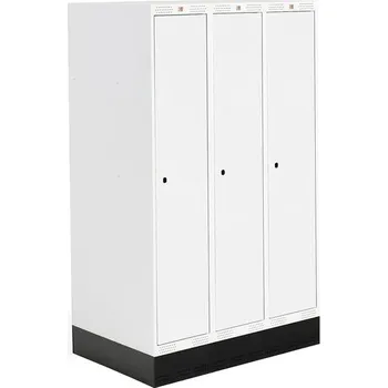 Šatní skříň Šatní skříňka ROZ, 3 sekce, se soklem, 1510x900x550 mm, bílá