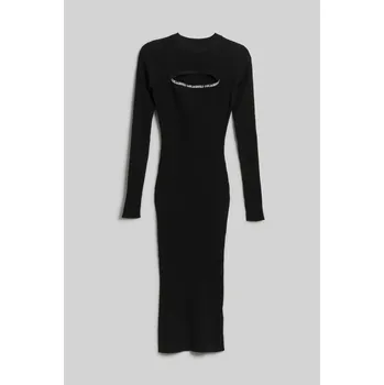 Dámské šaty ŠATY KARL LAGERFELD LSLV KNIT DRESS BLACK