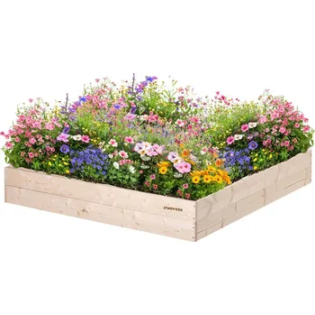 Vyvýšený záhon Dřevěný vyvýšený záhon 120 x 120 x 20 cm