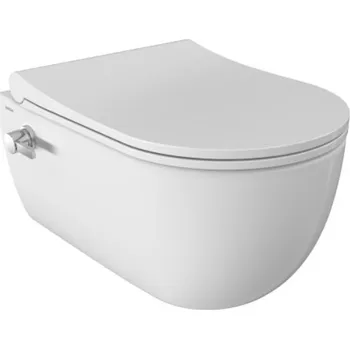 Klozet Bocchi V-Tondo závěsné WC Rimless 54cm, s bidetovací funkcí,bílá lesklá, 1416-001-0119, vč. sedátka A0336-001 - Sedátko Slim se Soft Close Duroplast, bílá lesklá -
