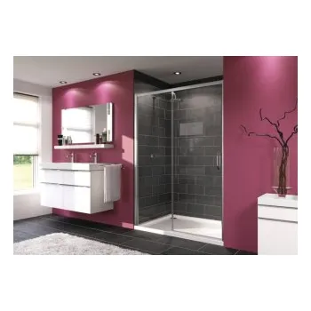 HÜPPE Time 200 posuvné dveře do niky/pro boční stěnu 140/200 cm levé, stříbrná pololesklá, čiré sklo s Anti-Plaque