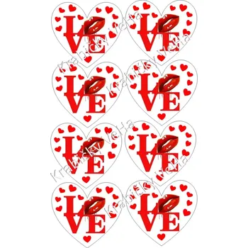 Jedlá dekorace na dort Fondánový list A4 motiv "Srdíčka z lásky" na vykrajovátko 8x7,5 cm