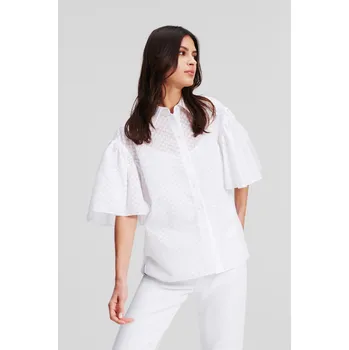 Dámská košile KOŠILE KARL LAGERFELD KL BURNOUT SHIRT WHITE