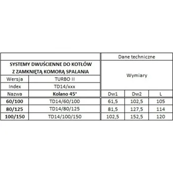 Komín PRODMAX TD80/125 Koleno 45°