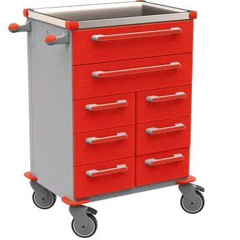 UNIT 263 N vozík zdravotnický, plast ABS, červená