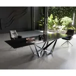 DELIFE Jídelní stůl Edge 200-300x100 sklo s reliéfem kouřově černé 3D design Spider plochá ocel nerezová ocel rozkládací