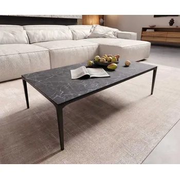 Konferenční stolek DELIFE Konferenční stolek Levente 110x60 cm keramika Laminam® Nero Greco antracitová podnož kov černá