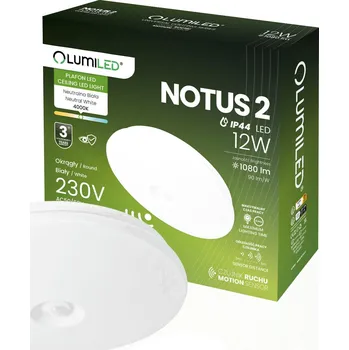 Plafon LED Svítidlo stropní přisazené 12W NOTUS 2 kruhové čidlo Pohybu IP44 25 cm LUMILED