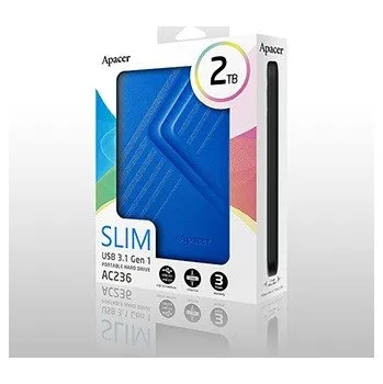 Externí pevný disk Apacer externí pevný disk, AC236, 2.5", USB 3.0 (3.2 Gen 1), 2TB, AP2TBAC236U-1, modrý