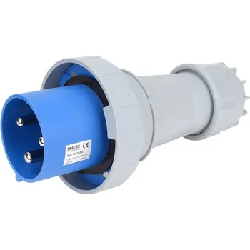 Elektrická zásuvka Tracon TICS-043 Spojovací průmyslová vidlice, s přech.se zvýšeným krytím 125A, 250V, 2P+E, 6h, IP67 (Tracon TICS-043)