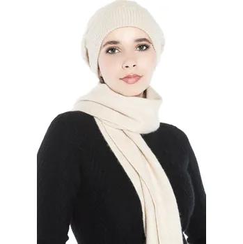 Čepice Duuree.cz Dárkový set Isabelle čepice a šála 100% kašmír Barva: Přírodní bílá