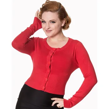 Dámský svetr Banned Retro krátký kardigan Dolly - Red Velikost: L (UK 14)