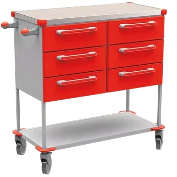 ASSIST 405 vozík zdravotnický, plast ABS, červená