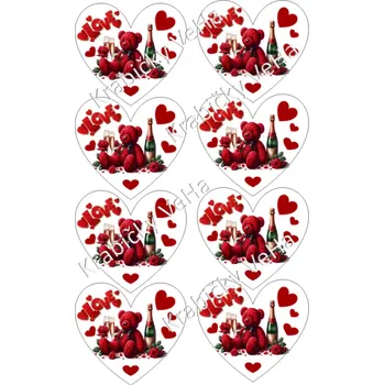 Jedlá dekorace na dort Fondánový list A4 motiv "Srdíčko klasické" na vykrajovátko 8x7,5 cm