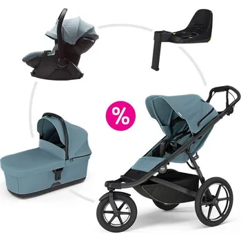 Kočárek THULE Urban Glide 3 + korba + autosedačka Maple + základna Alfi - Mid Blue