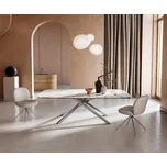 DELIFE Jídelní stůl Edge Boot 240x120 keramika Calacatta Luxe bílá-zlatá-šedá křížová podnož nerezová ocel