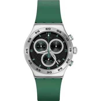 Módní doplněk Hodinky Swatch New Irony Carbonic Green Chrono YVS525