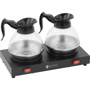 Ohřívač nápojů Ohřevná deska - 160 W - na čaj a kávu - 2 plotýnky - 2 konvice - Royal Catering RCCW-2G-DH