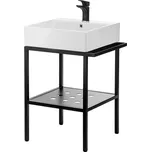 Deante Temisto, umyvadlo na desku 50x40 cm + stojící konzola, bílá-černá, CDTS6U4S