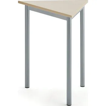Jídelní stůl Stůl BORÅS TRIANGEL, 700x600x720 mm, stříbrné nohy, HPL deska, bříza