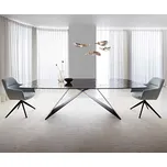 DELIFE Jídelní stůl Edge oválný 240x120 sklo s reliéfem kouřově černé 3D design podnož ve tvaru V plochá ocel černá