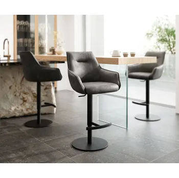 Barová židle DELIFE Barová židle Alja-Flex mikrovlákno antracit vintage otočná podnož výškově nastavitelná kov černá otočný taštičkové pružiny