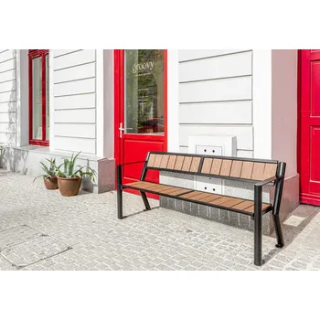 Zahradní lavice PROFICITY Kovová lavička Gladiator WPC/Dřevoplast s&nbsp;loketní opěrkou Barevná kombinace: Šedá