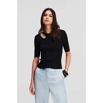 Dámský svetr SVETR KARL LAGERFELD CUT OUT KNIT TOP BLACK