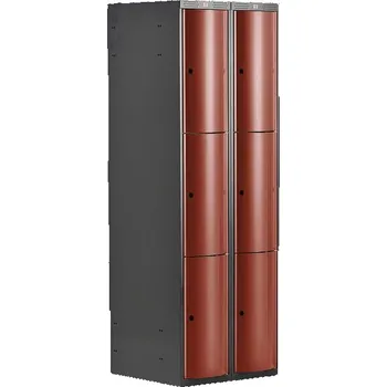 Šatní skříň Boxová šatní skříň CURVE, 2 sekce, 6 boxů, tmavě šedá, červené dveře