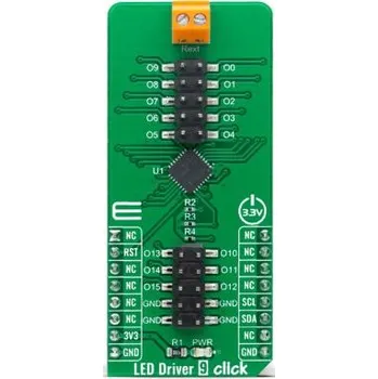 Příslušenství pro LED osvětlení Vývojový nástroj pro LED, Budič LED, LED Driver 9 Click, TLC59116, pro použití s: Zásuvka mikroBUS