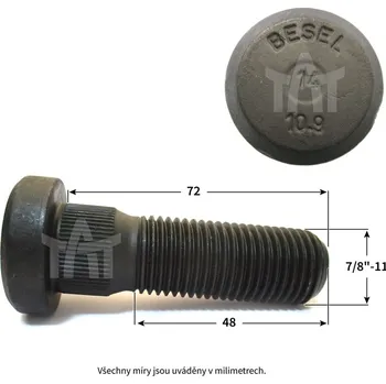 Matice šroub kola SCANIA S4 7/8"-11x72x48mm pravý závit