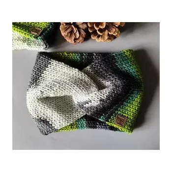 Zimní čelenka Pletená čelenka - zelená a antracitová č.3