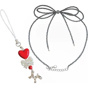 Náhrdelník Top textil Set - náhrdelník Mašle + přívěsek Love dog