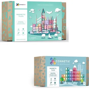 ostatní stavebnice Connetix Tiles Magnetická stavebnice PASTEL (120 ks) + Obdélníky (24 ks)