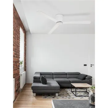 NOVALUCE Stropní ventilátor DELL tělo z hliníku matná bílá 3ABS dřevěné listy - NOVA LUCE