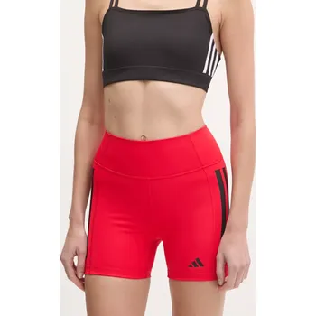 Dámské kraťasy Tréninkové šortky adidas Performance Optime červená barva, s potiskem, high waist, JN4583 33X, vel. XS