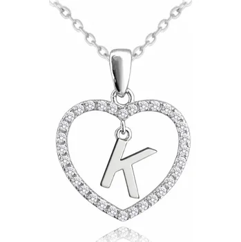 Souprava šperků Minet Stříbrný náhrdelník písmeno v srdíčku "K" se zirkony JMAS900Ksn45