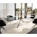 DELIFE Jídelní stůl Edge 300x100 sklo s reliéfem kouřově černé 3D design křížová podnož nerezová ocel