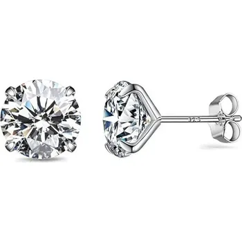 Náušnice Stříbrné náušnice na puzetu - zirkony 8 mm