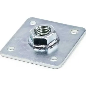 Tesařské kování deska s maticí M24, 80*80*4mm k patce pilíře Zn 6244D-082