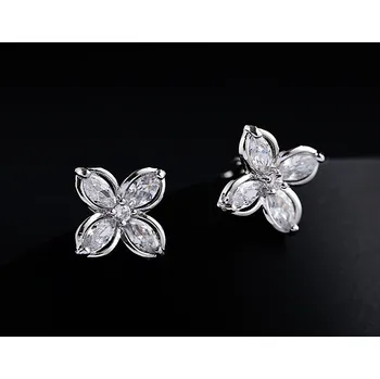 Náušnice B-TOP Náušnice klipsy FLOWER se zirkony