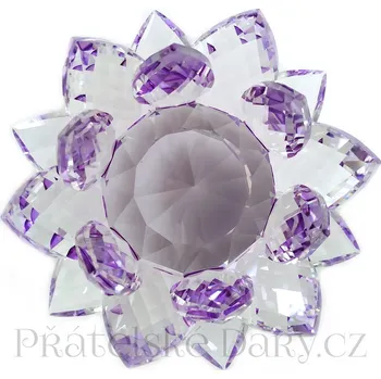 Křišťálový Květ Lotos XL otočný / Sklo fialová