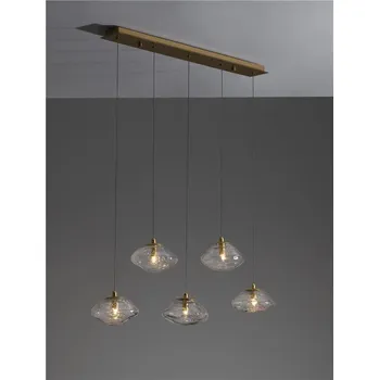 NOVALUCE Závěsné svítidlo KING mosazný zlatý kov foukané čiré sklo G9 5x5W 230V IP20 bez žárovky - NOVA LUCE