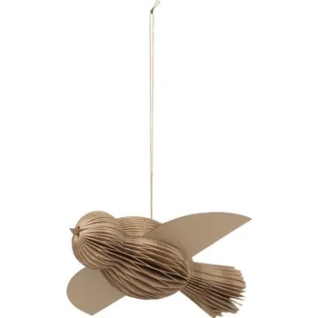 Vánoční dekorace Vánoční ozdoba Broste PAPER BIRD, pták | přírodní světle hnědá