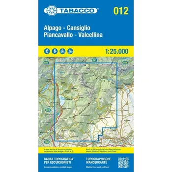 Alpago, Cansiqlio,Piancavallo, Val Cellina (Tabacco - 012) - turistická mapa | knihynahory.cz