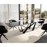 DELIFE Jídelní stůl Edge 300x100 sklo s reliéfem kouřově černé 3D design Spider plochá ocel černá