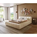 DELIFE Čalouněná postel Cutio 140x200 cm bouclé krémovo-bílá